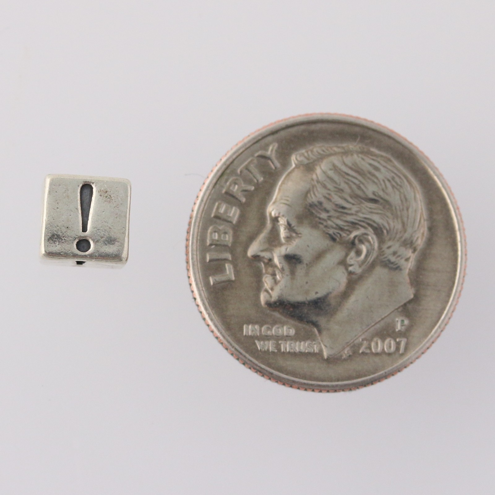 Exclamation Point Block Bead Charm – Sterling Silver 925 Symbol Jewelry Making