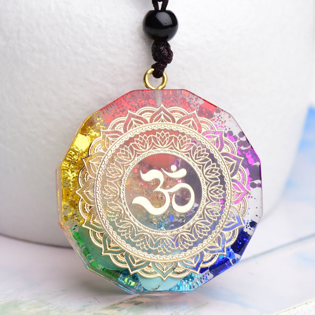 7 Chakra Necklace with Magnetic Energy Talisman – Natural Crystal Resin Pendant