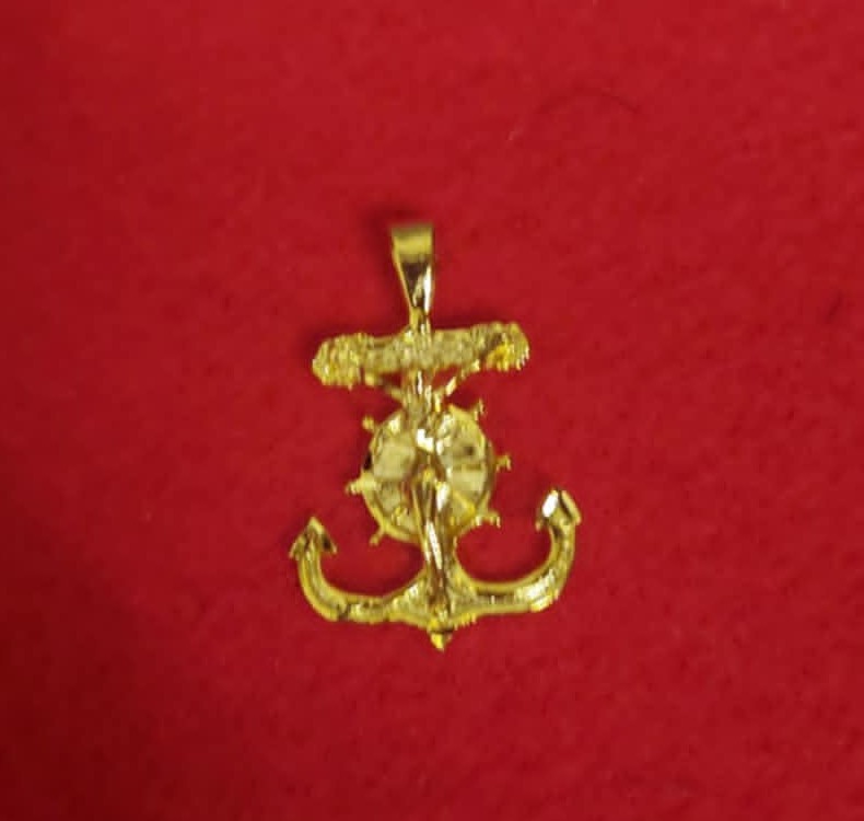 14KT GOLD PLATED MARINER ANCHOR CRUCIFIX CROSS CHARM PENDANT – 2284