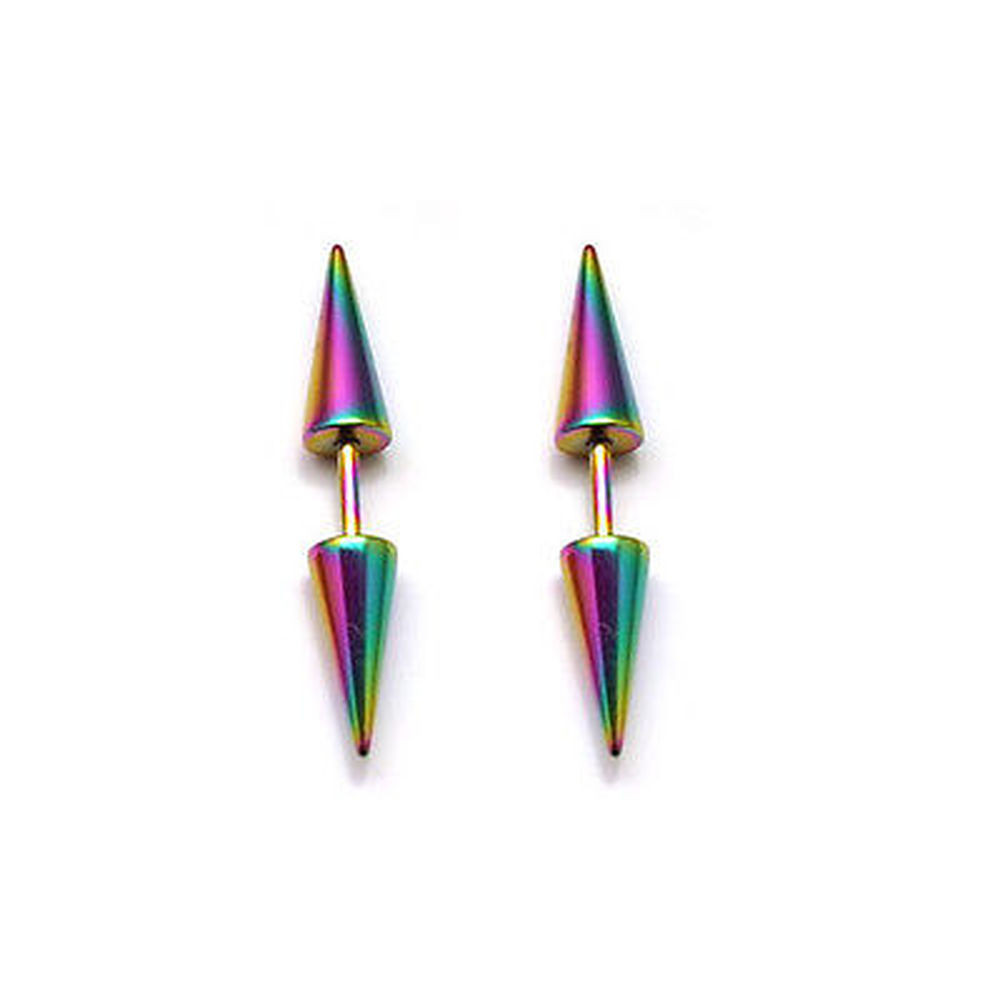 2Pcs New Fashion Punk Earrings Stainless Steel Rivet Spike Ear Studs Earring US