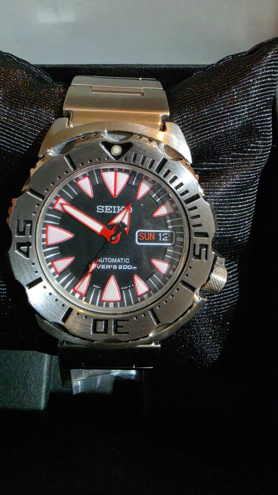 Very Good SEIKO Automatic SRP313 Watch Dracula Red Fang Gen 2 Diver’s 200m