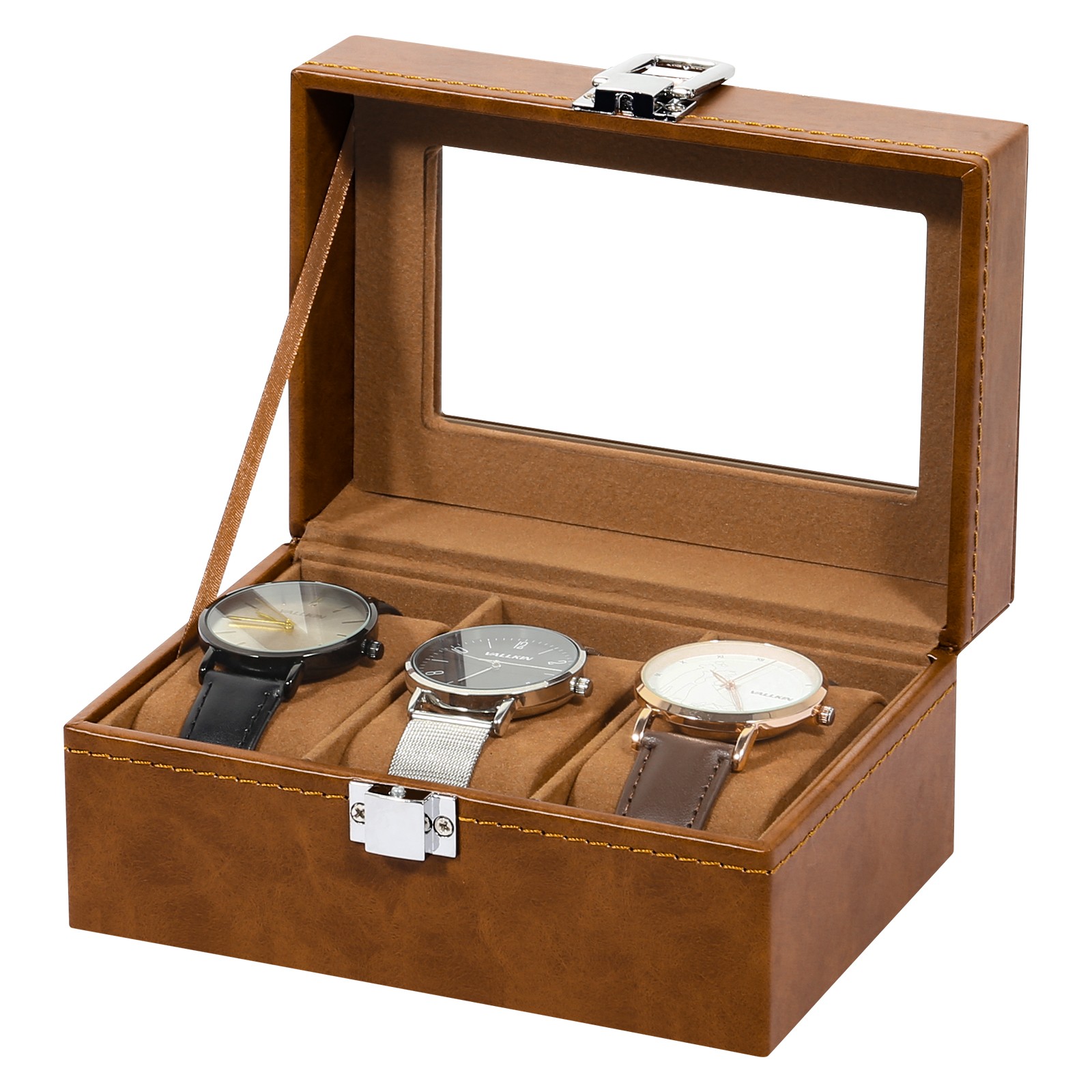 3/6/8/10/12/24 Slot PU Leather Watch Box Organizer Jewelry Display Storage Case