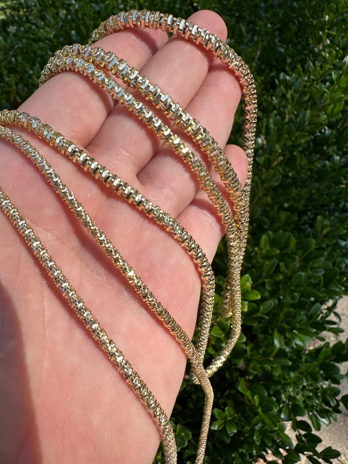14k Gold Vermeil 925 Silver Diamond Cut Sparkle Ice Rope Chain Necklace 3-5mm