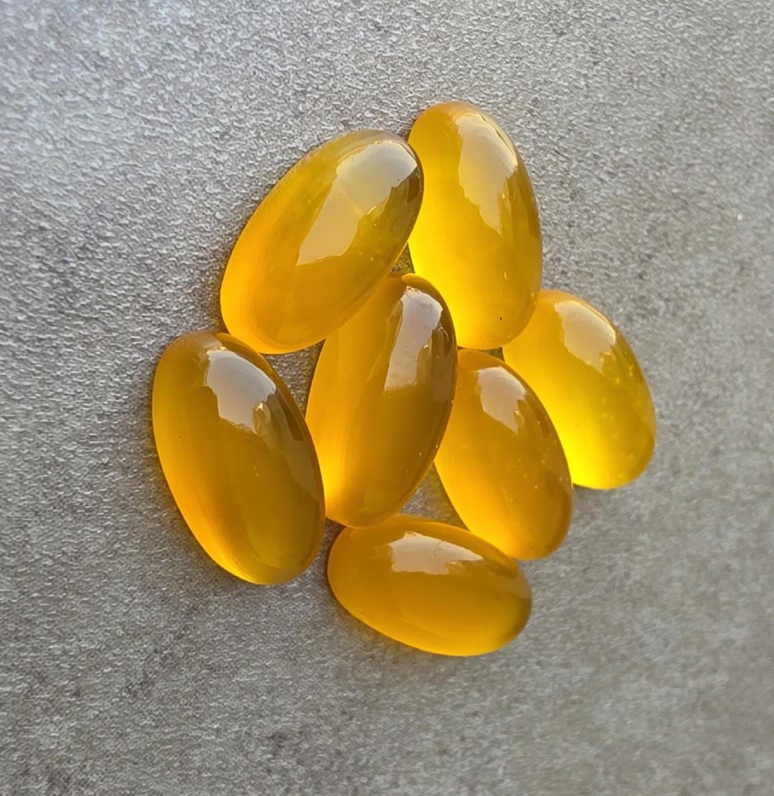 Natural Yellow Chalcedony Long Oval Cabochon Polished Loose Gemstone