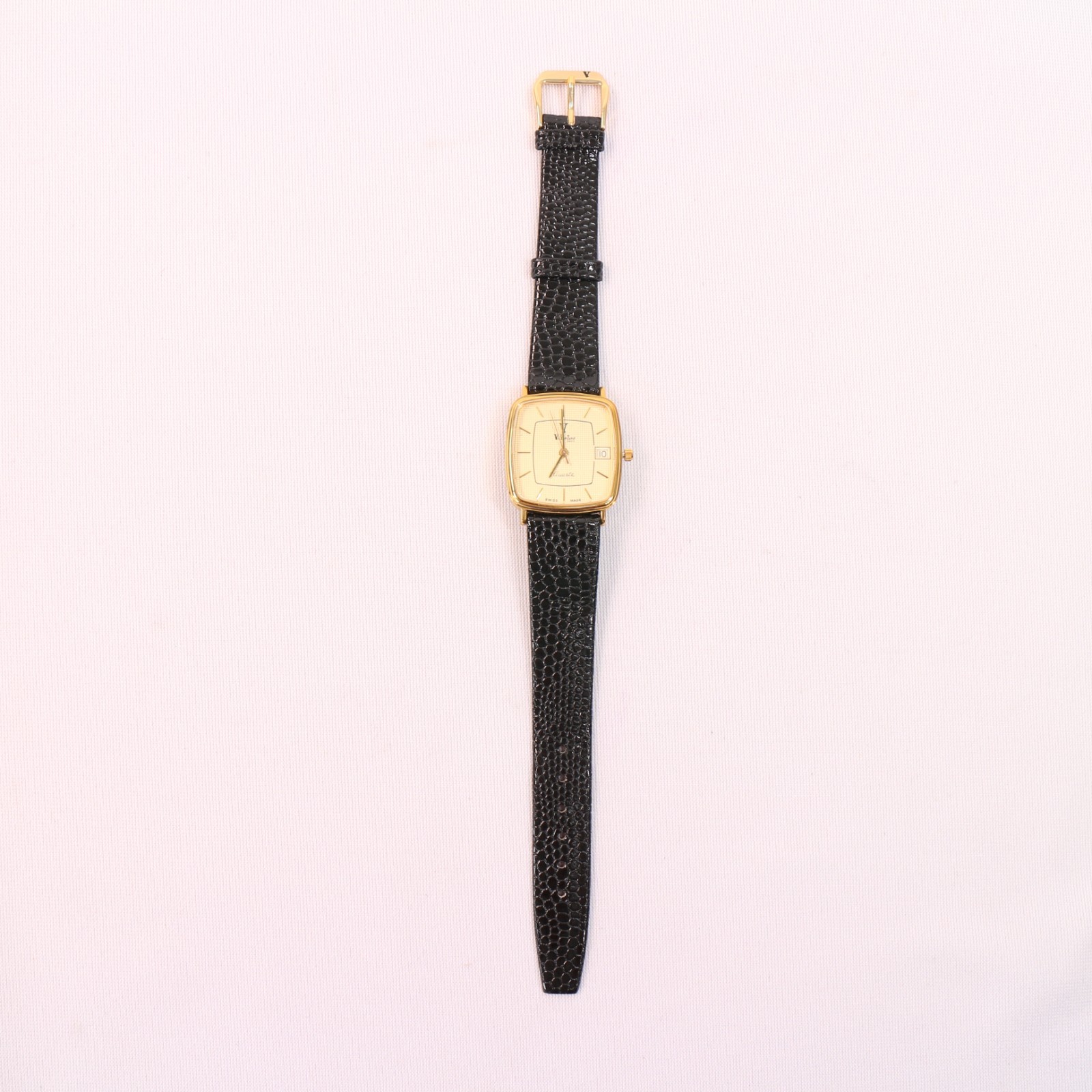 Vintage 1980s VALENTINO Roberto New Old Stock Tank Gold Plated Quartz 25mm Watch