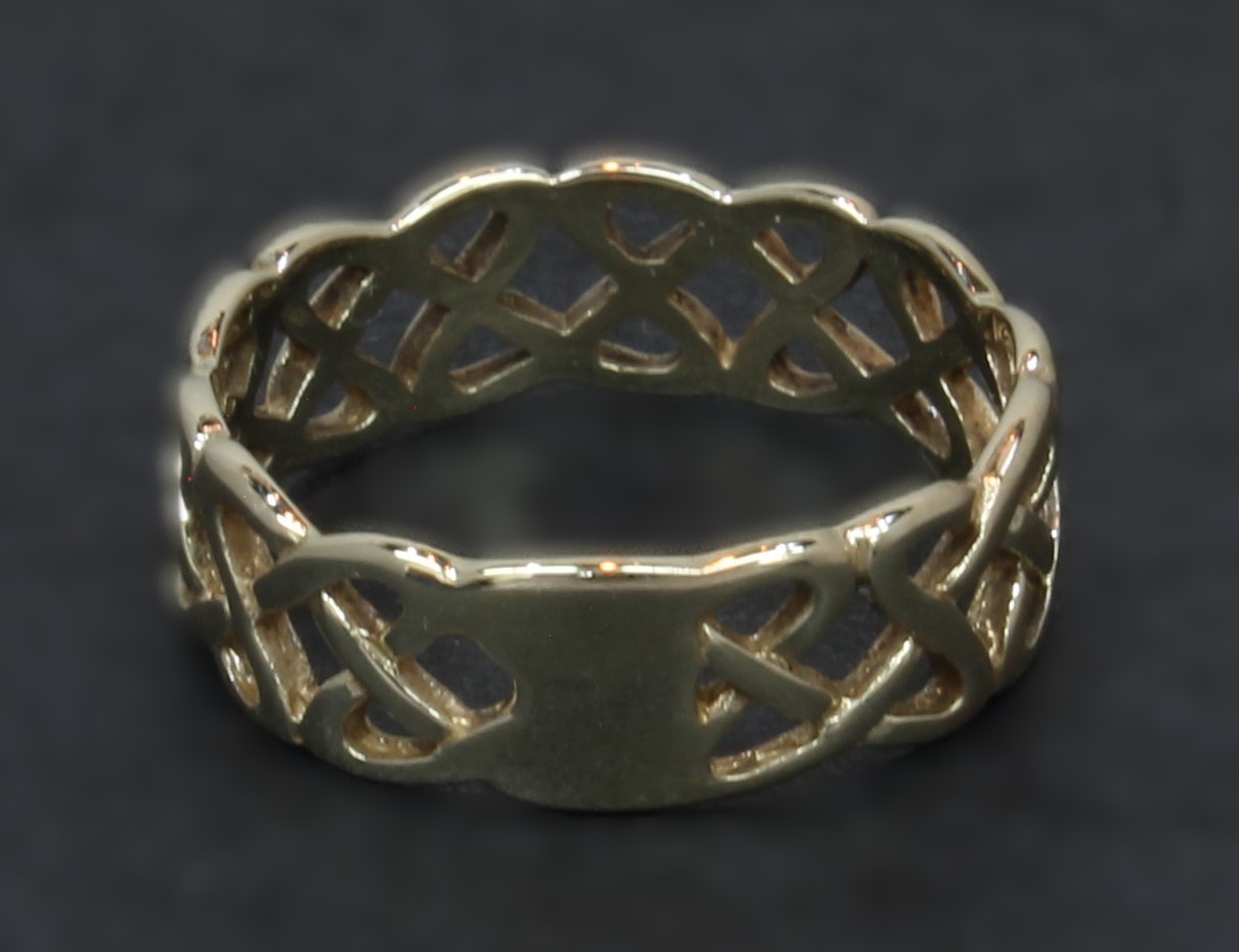 9 Carat Yellow Gold Open Celtic Band Ring Size N (80.26.295)