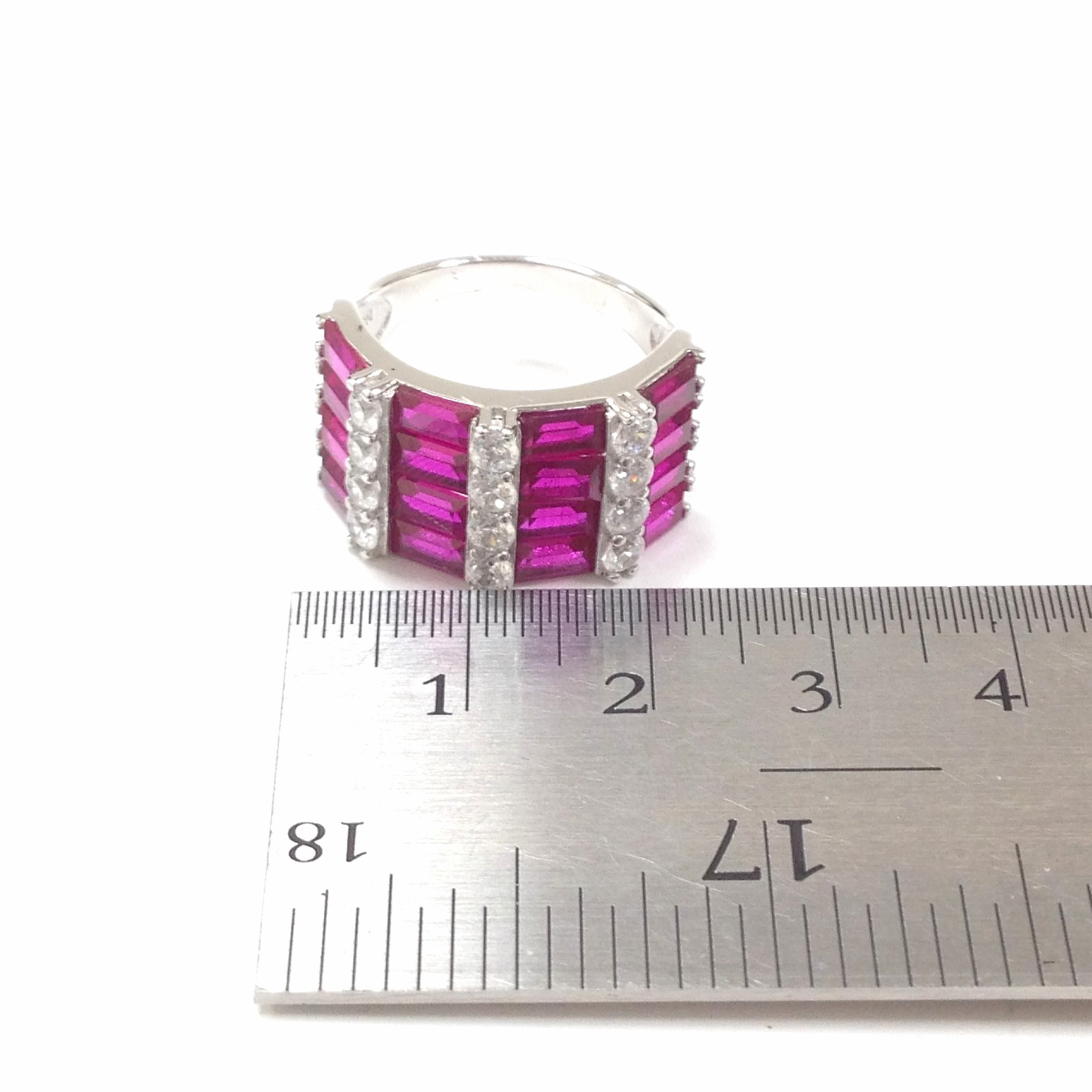 FZN Fuzion Creations Sterling Silver Channel Set Red Stone Ring Size 8 Jewelry