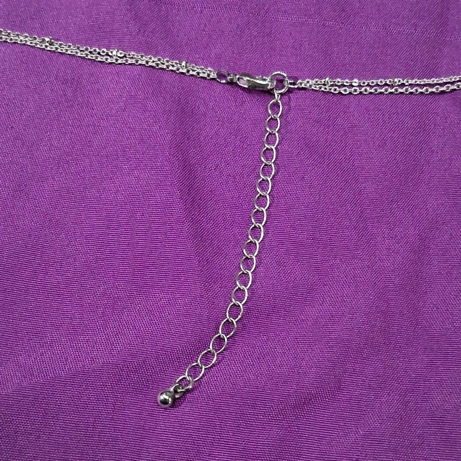 Vintage Polished Stainless Steel Bar & Marquis Glass Rhinestone Charm Necklace
