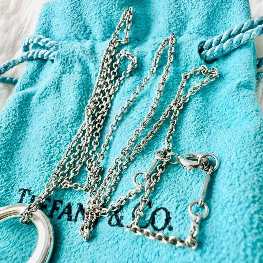 Tiffany & Co Open Heart Sterling Silver Elsa Peretti Necklace Pendant W/Pouch