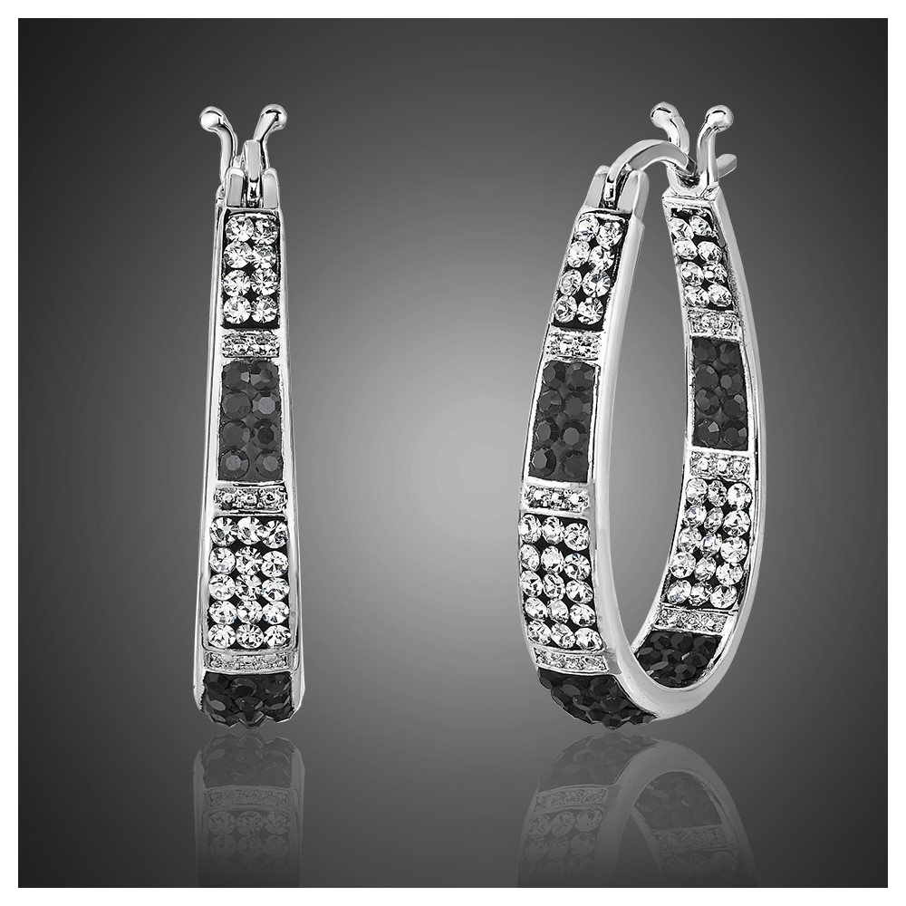 Women’s 18Kt White Gold Plated Austrian Crystal Inside Outside Hoop Earrings