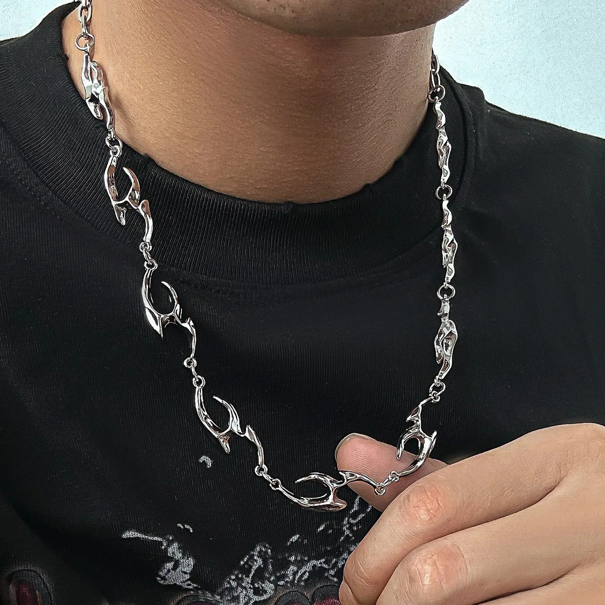 Hip Hop Irregular Titanium Steel Necklace for Man Luxury Collar Chain Unisex Jew