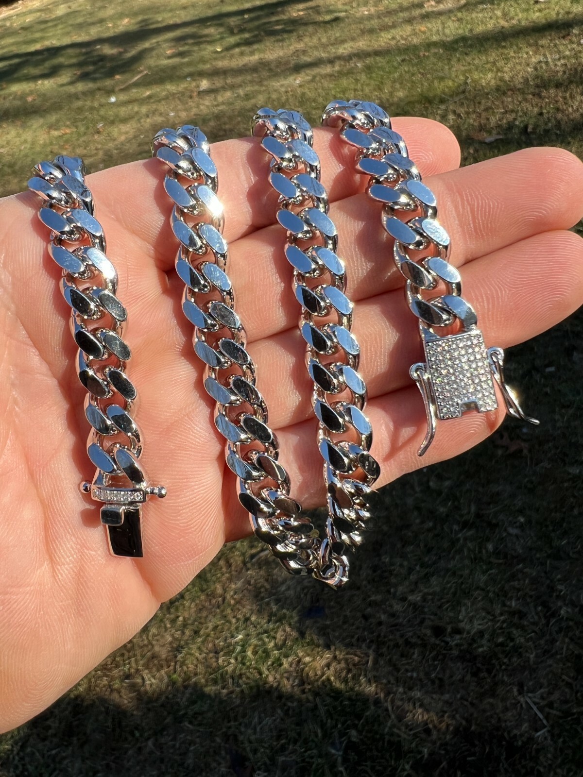 Real Miami Cuban Chain Necklace 925 Silver MOISSANITE Iced Clasp Passes Tester