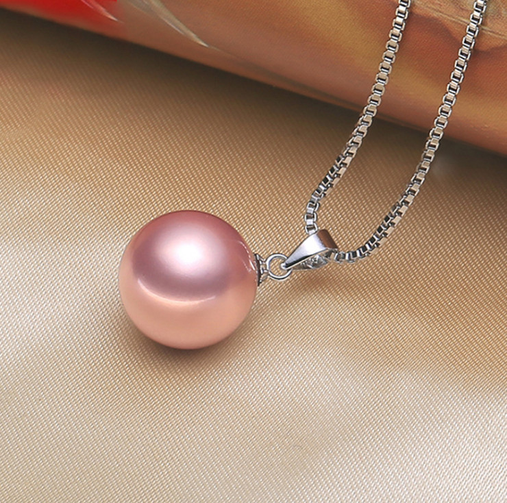 Tahitian SHELL Pearl 8/10/12/14/16mm pendant 925 Silver 18″ Necklace gift PE33