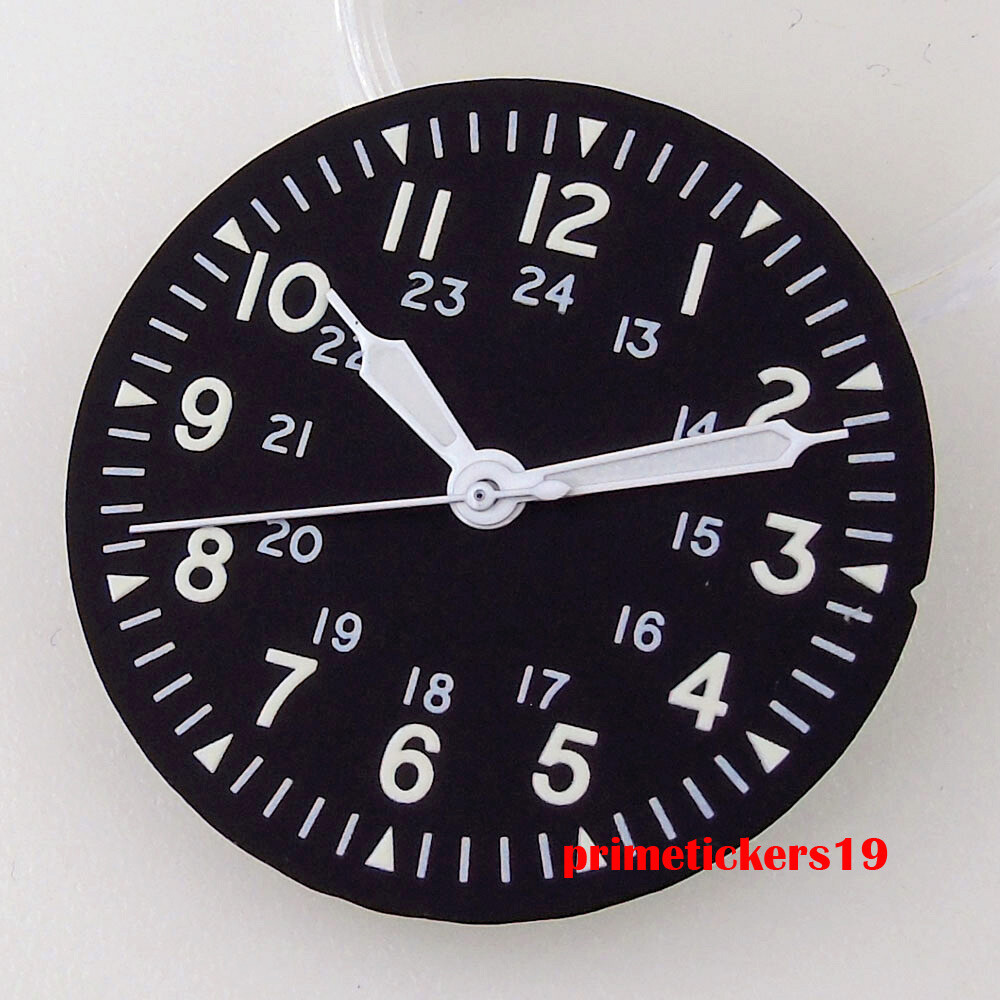 29mm Black Dial Hands Set Green Luminous Fit NH35 NH36 ETA2824 PT5000 Movement
