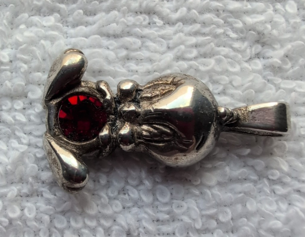 Vintage Tweety Bird Pendant Warner Bros. Sterling 925 red foil backed rhinestone