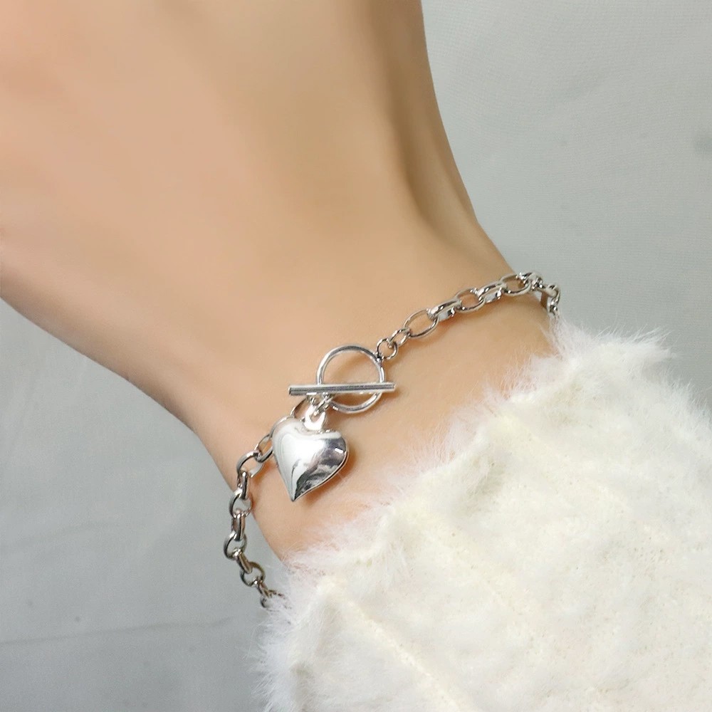 Beautiful Heart Charm Bracelet 925 Sterling Silver Women Girls Jewelry Gift UK