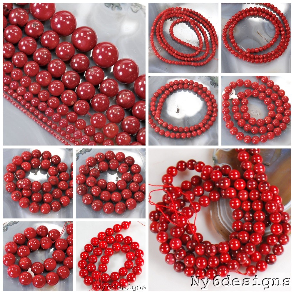Red Sea Coral Smooth Round Spacer Loose Beads 15″ 3mm 4mm 6mm 8mm 10mm 12mm