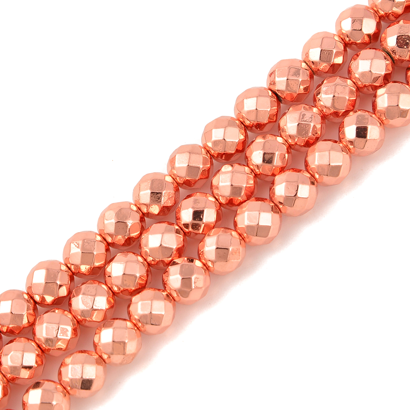 Titanium Rose Gold Hematite Faceted Round Beads 2mm 3mm 4mm 6mm 8mm 10mm 15″Std