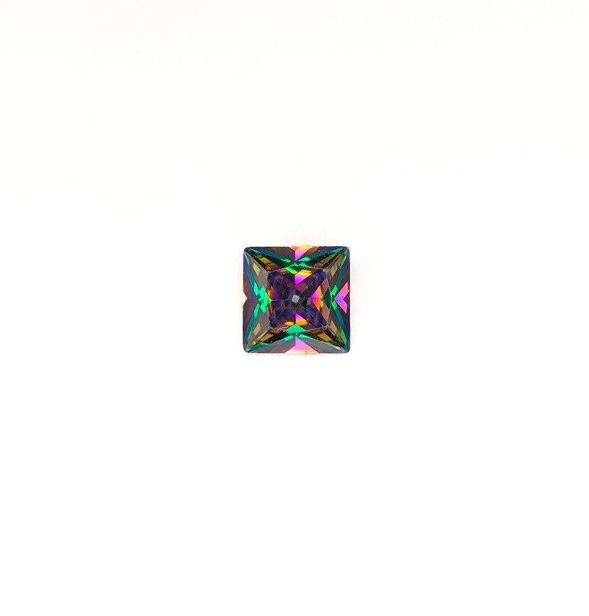 Square Faceted Mystic Rainbow Cubic Zirconia Gemstone