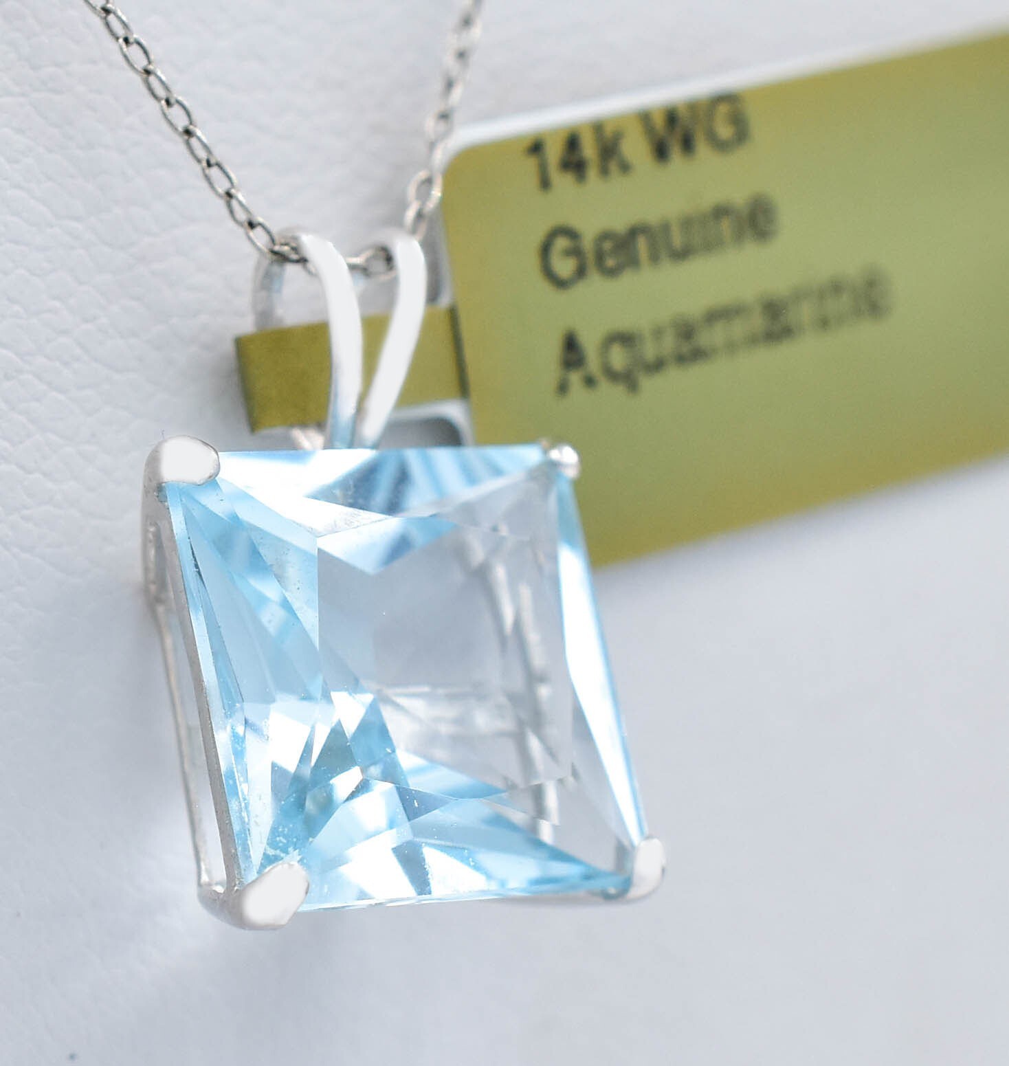 GENUINE 3.85 Cts AQUAMARINE PENDANT 14K SOLID GOLD – MADE IN USA -Free Appraisal