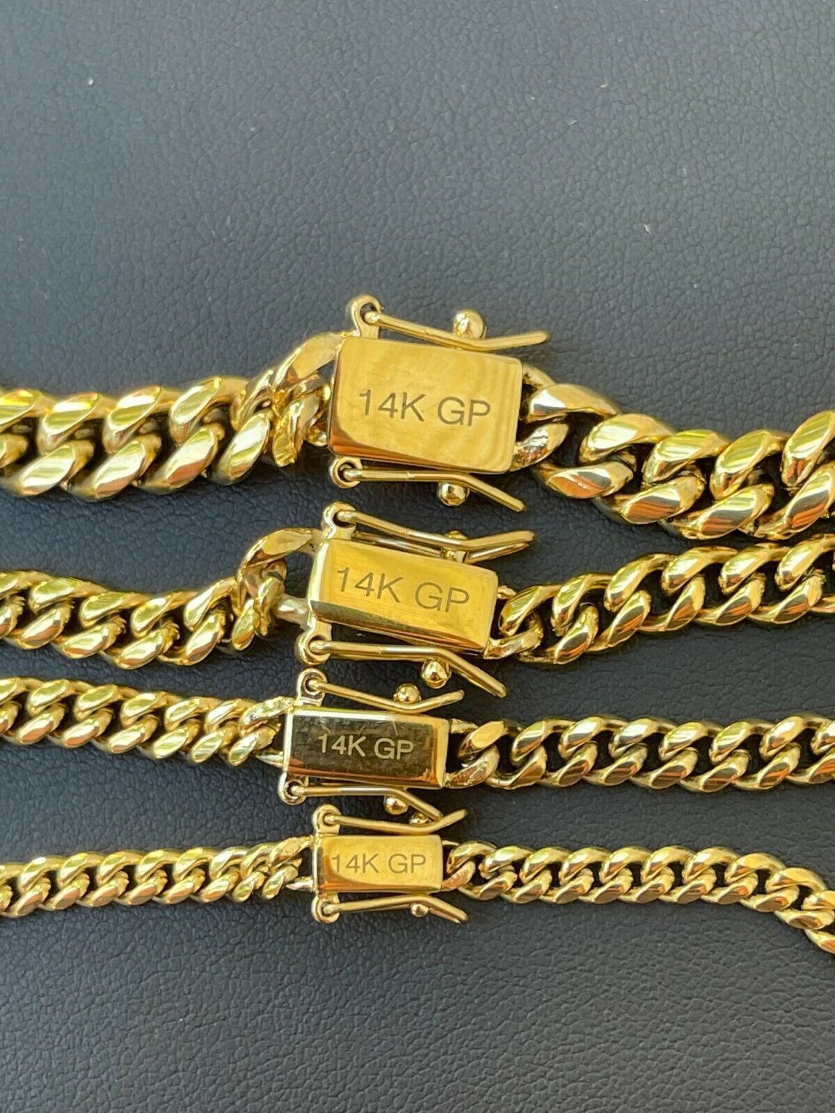 Real Miami Cuban Link Chain Necklace / Bracelet 14k Gold Plated Stainless Steel