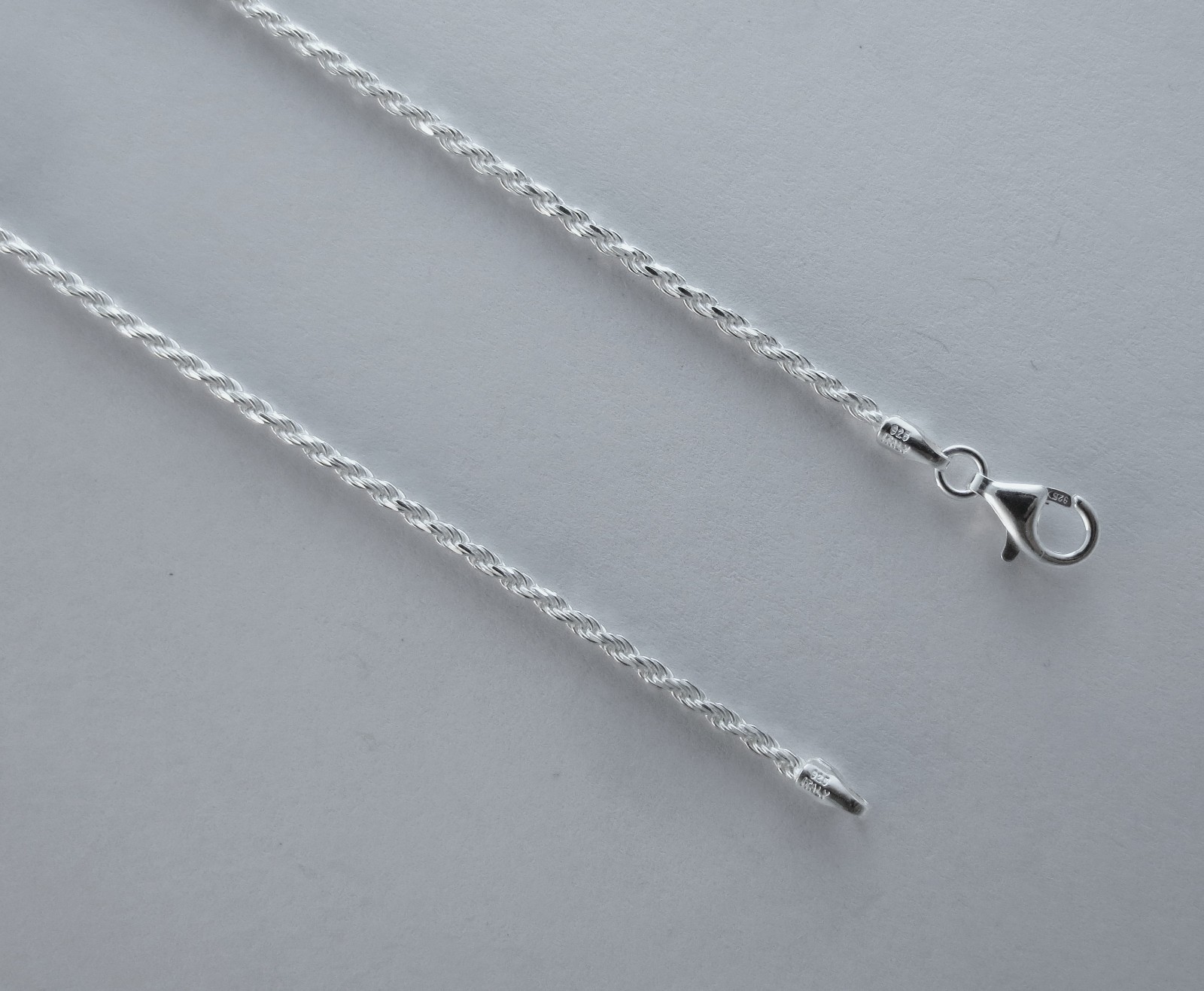 Rope Chain 1.6mm DiamondCut Italian Sterling Silver. 13,14,16,18,20,22,24,30inch