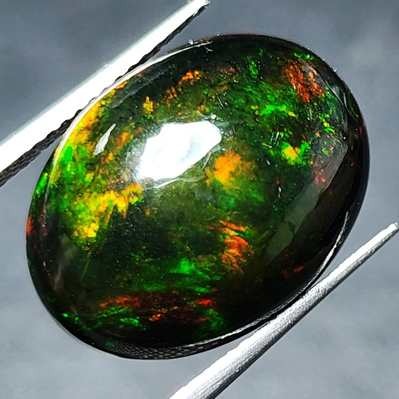Natural Ethiopian Black Opal AAA+ Collector Welo Oval Cabochon Fire Play 7.05Ct