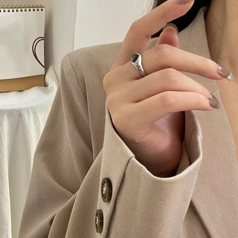 1PC Fashion Retro Love Ring Personalized Adjustable Opening Heart Shaped Trendy