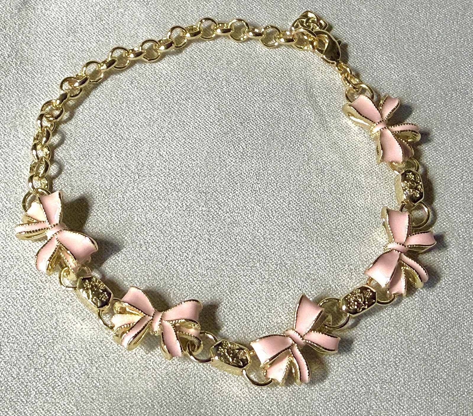 🎀NEW Kendra Scott🎀 x LoveShackFancy 🎀 Gold Bow Pink Enamel Charm Bracelet
