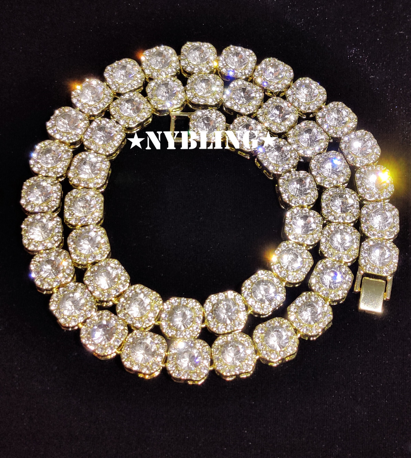 Iced Baguette Cluster Tennis Chain Necklace Plated CZ Fashion Hip Hop Jewelry