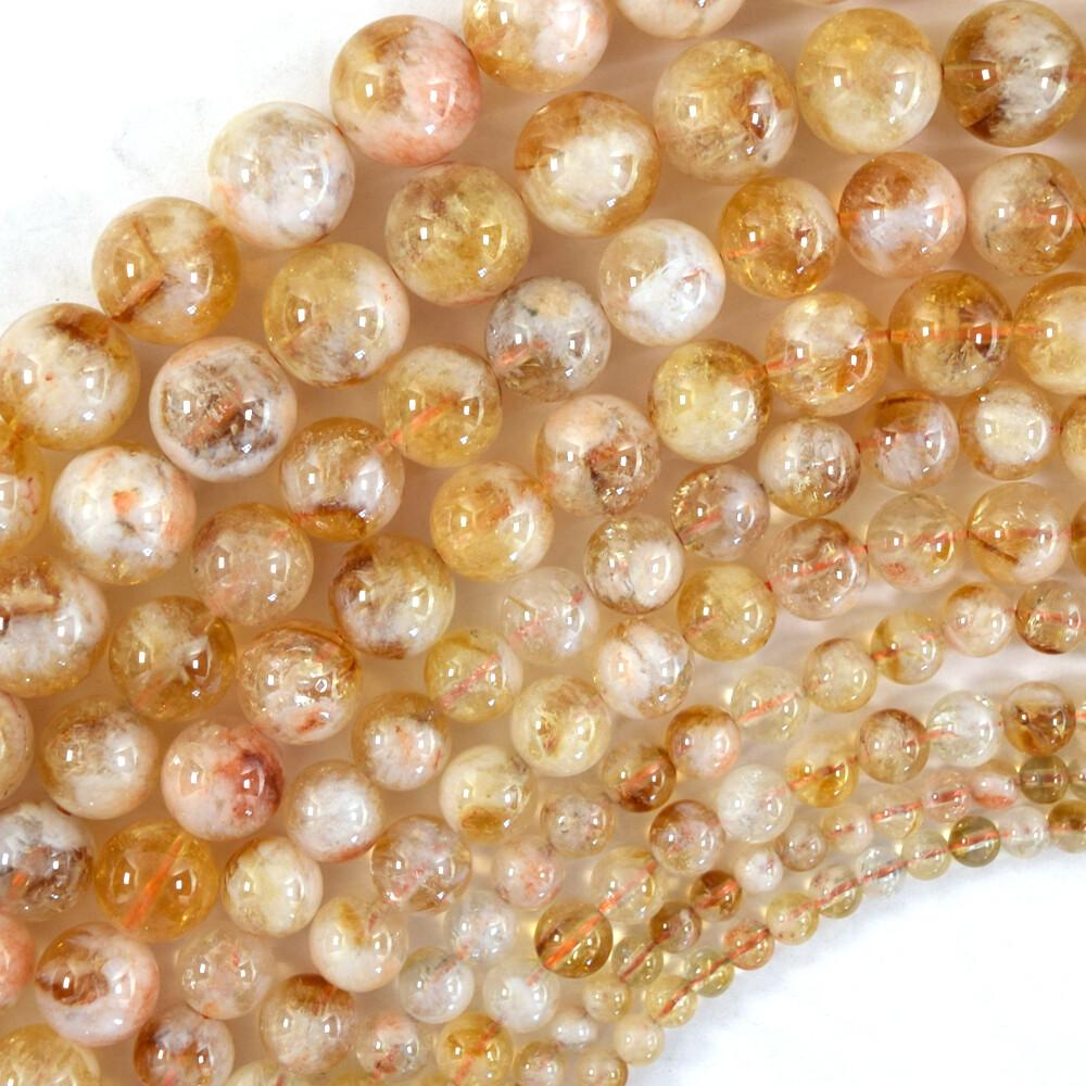 A grade Natural Yellow Citrine Round Beads 15″ Strand 4mm 6mm 8mm 10mm 12mm S1