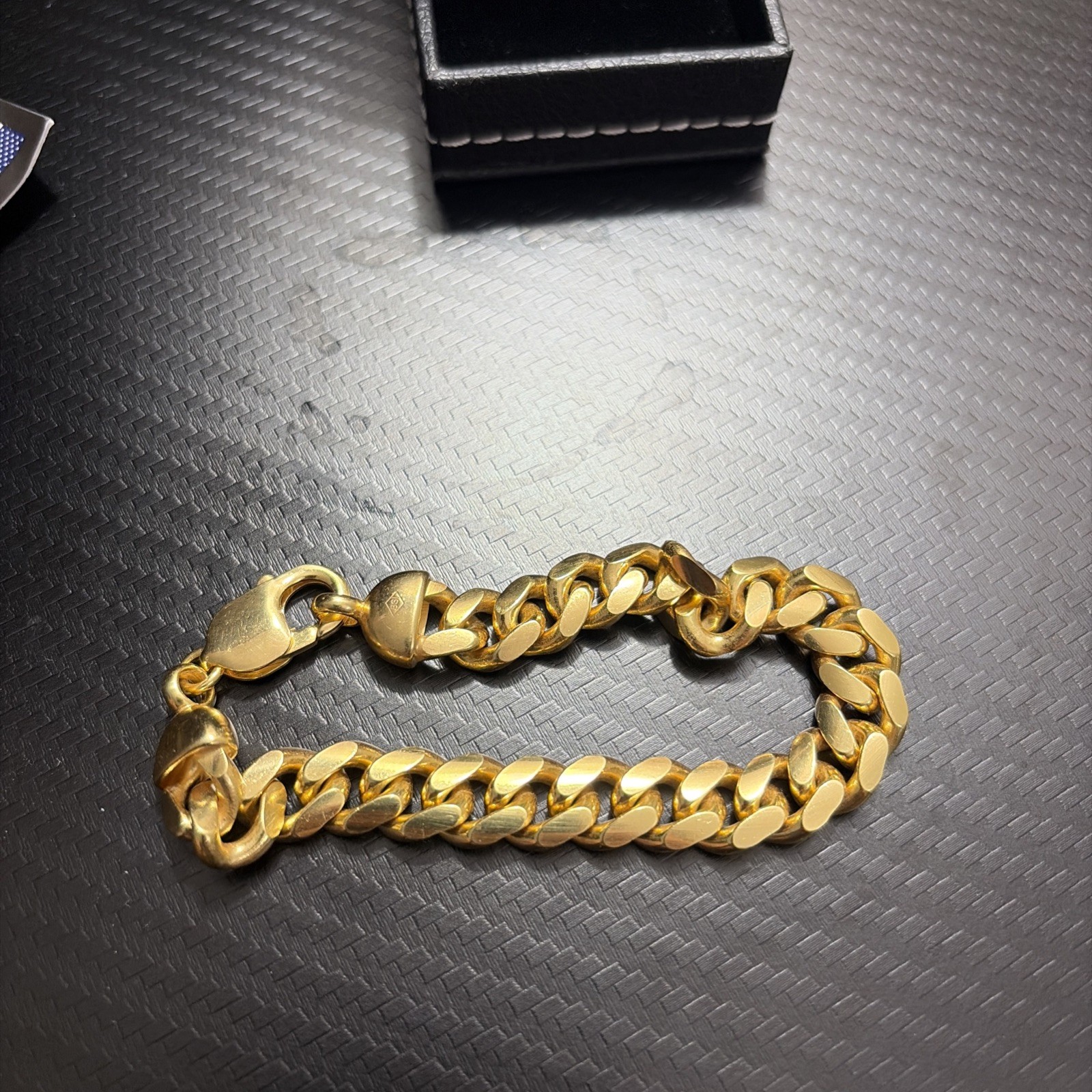Mens Real Solid 14k Gold Vermeil 925 Silver Miami 10mm and 7.5 inches long.