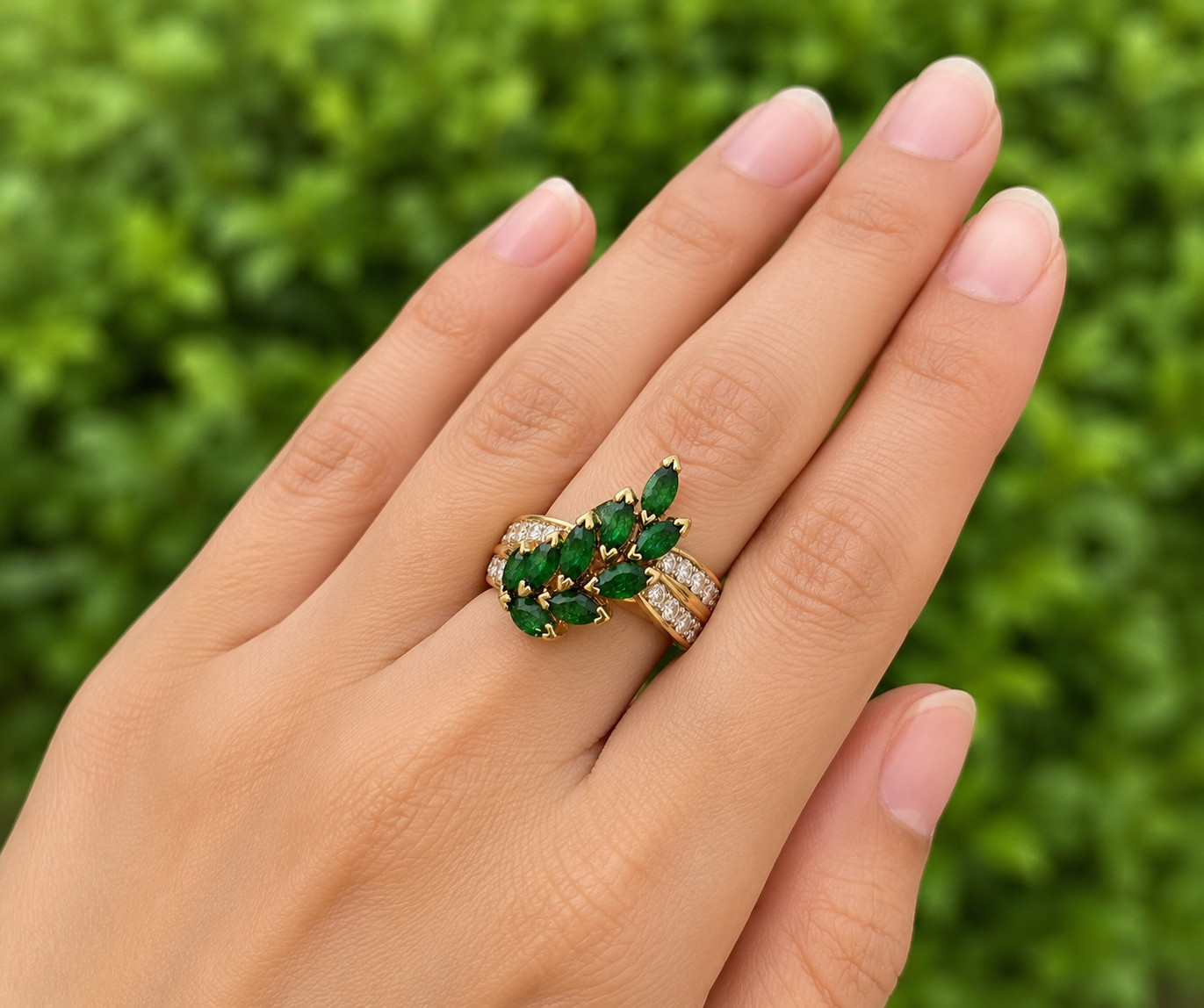 2Ct Marquise Lab Created Green Emerald Wedding Band Ring 14K Yellow Gold Plated