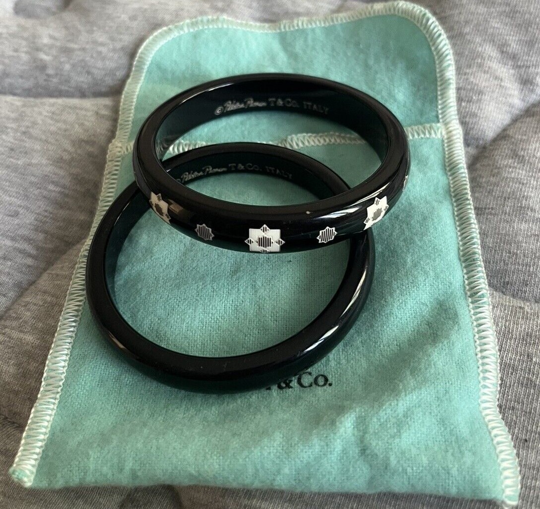 Auth Tiffany & Co Paloma Picasso Marrakesh Zellige Resin 2x Bangles RARE
