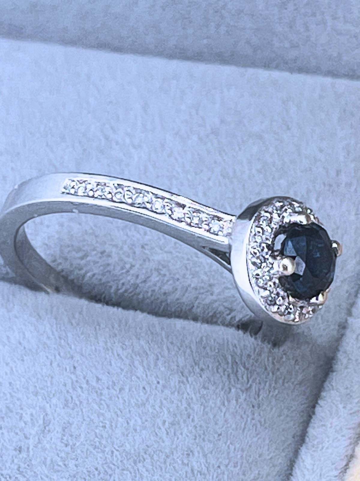 1.90 Ct Round Cut Natural Sapphire Diamond Engagement Ring 14K White Gold Size 6
