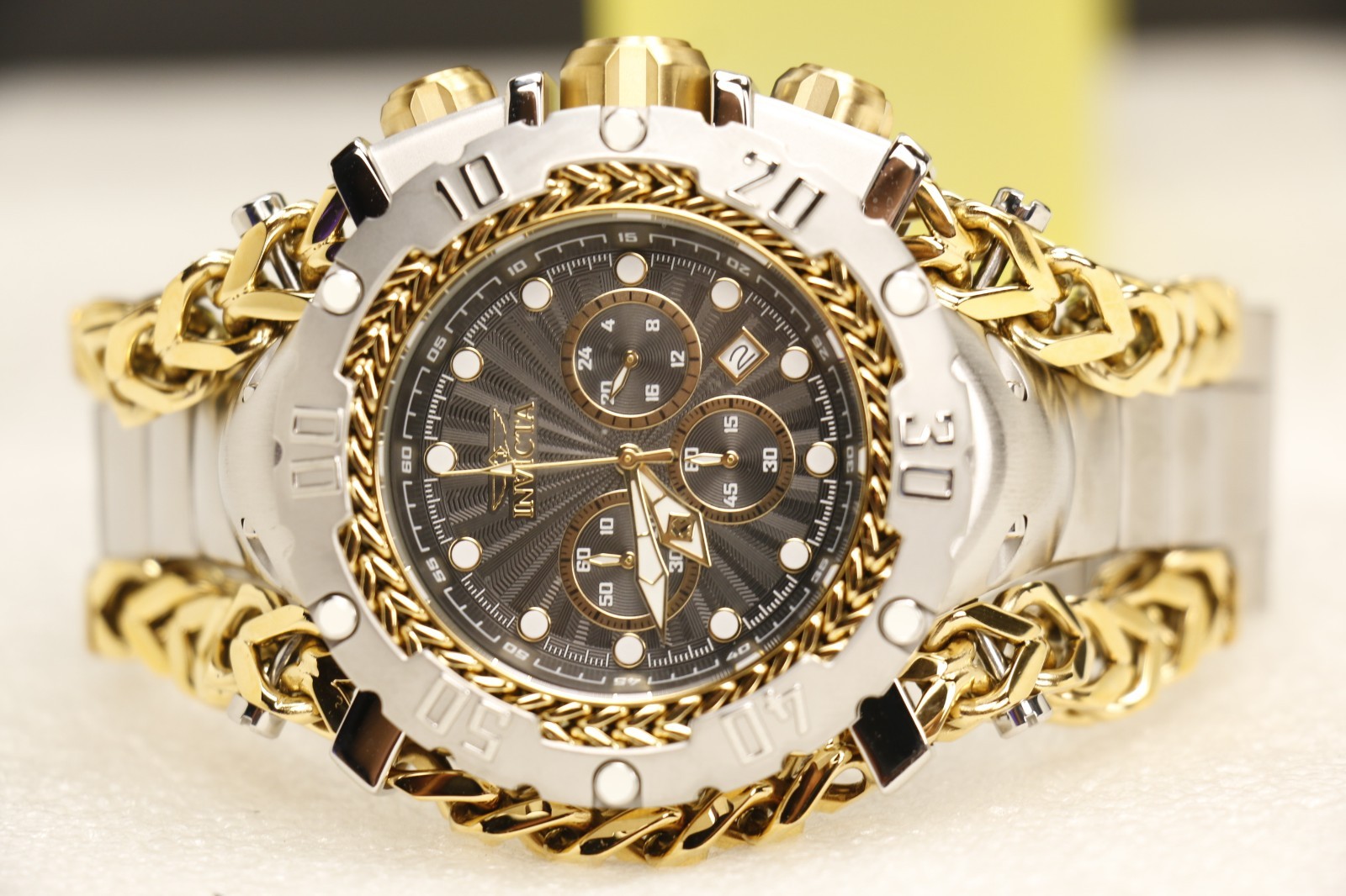 Invicta Gladiator Men’s Watch 58.3mm, Gold, Steel 48188, Silver Gold tone