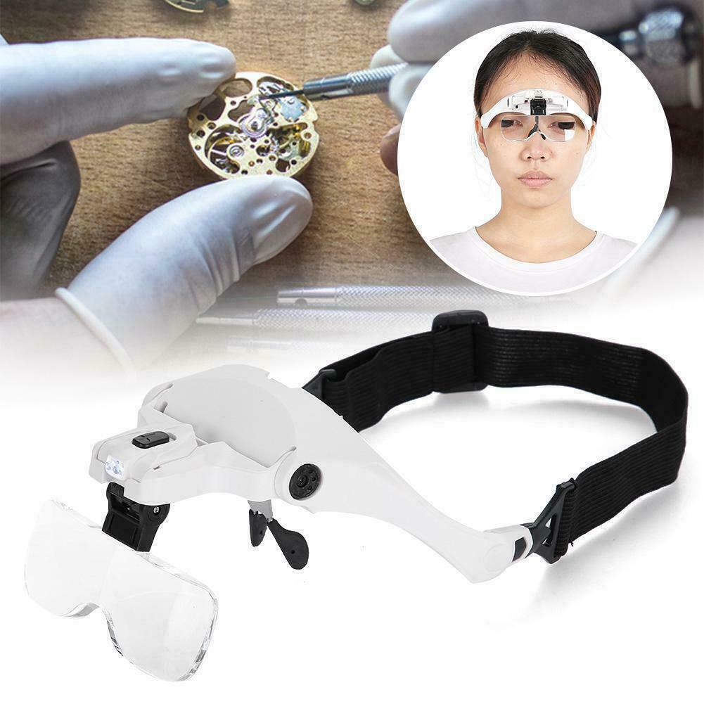 Magnifying Glass Lens LED Light Lamp Visor Head Loupe Jeweler Headband Magnifier