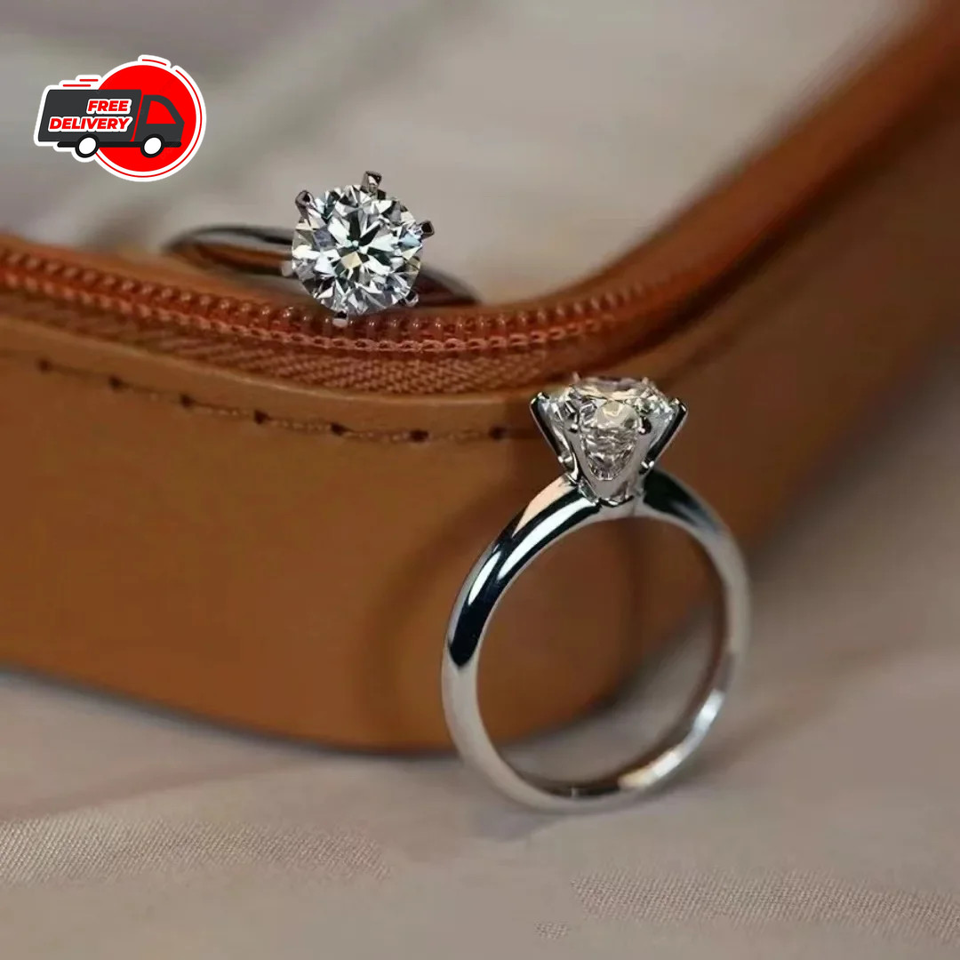 Solitaire ring Real 925 Sterling silver 1ct Moissanite cz Engagement Wedding