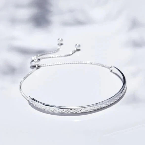Verona Jewelers Sterling Silver Diamond Cut Bar Adjustable Bracelet- Half bangle