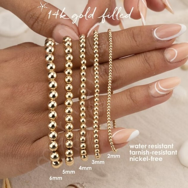 Gold Filled 2mm Round Beads Beaded Bracelet Layering Minimalist Women Bracelet