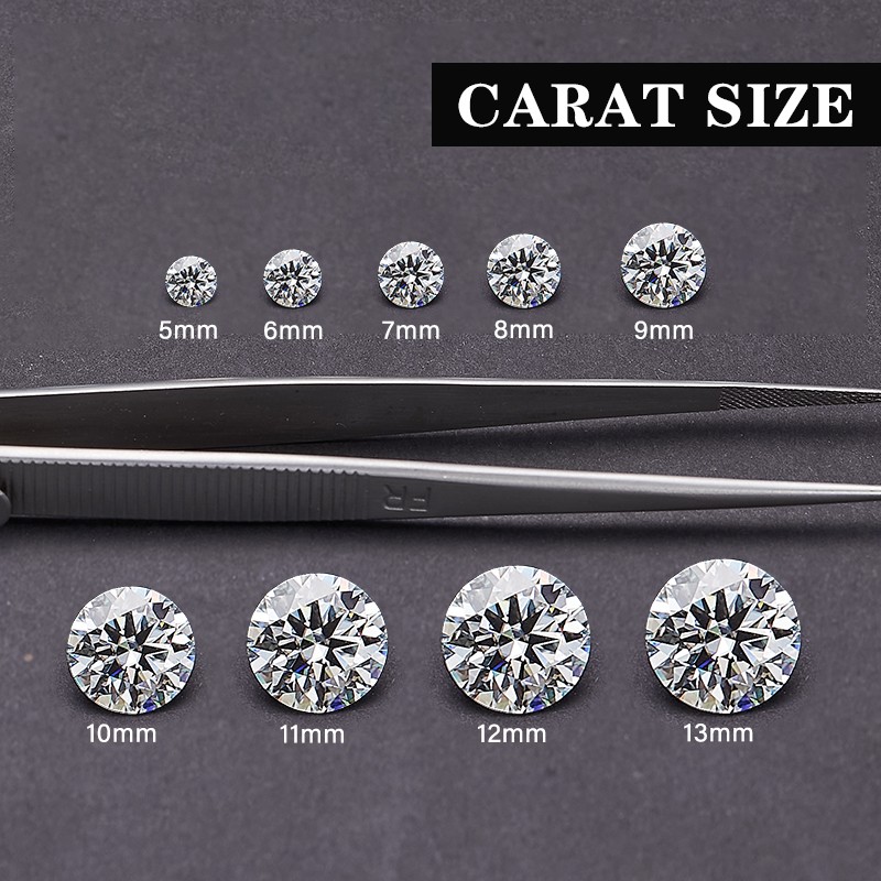 Sparkling D Color Russian Round Cut 0.1-5ct Moissanite Loose Stone GRA VVS1