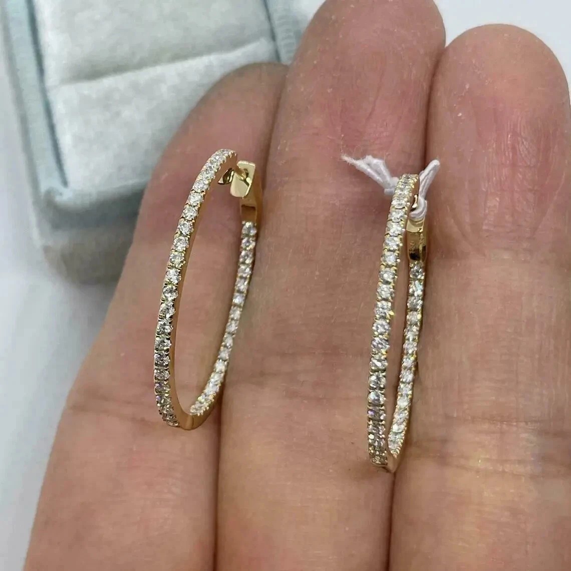 2Ct Round Cut Simulated Diamond Huggie Hoop Earrings In 14K Yellow Gold Plated