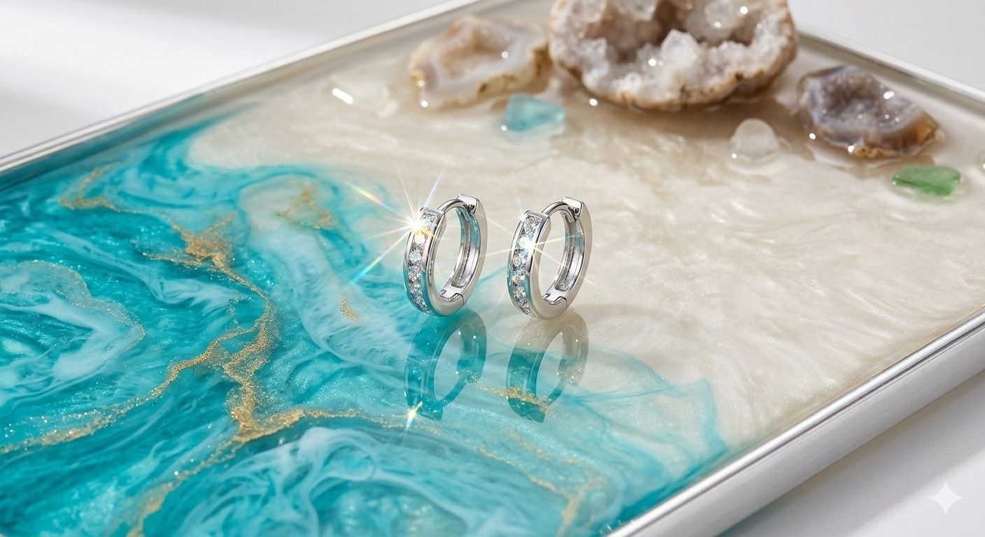 925 Sterling Silver CZ Huggie Hoop Earrings Small Cartilage Pave Hinged Jewelry