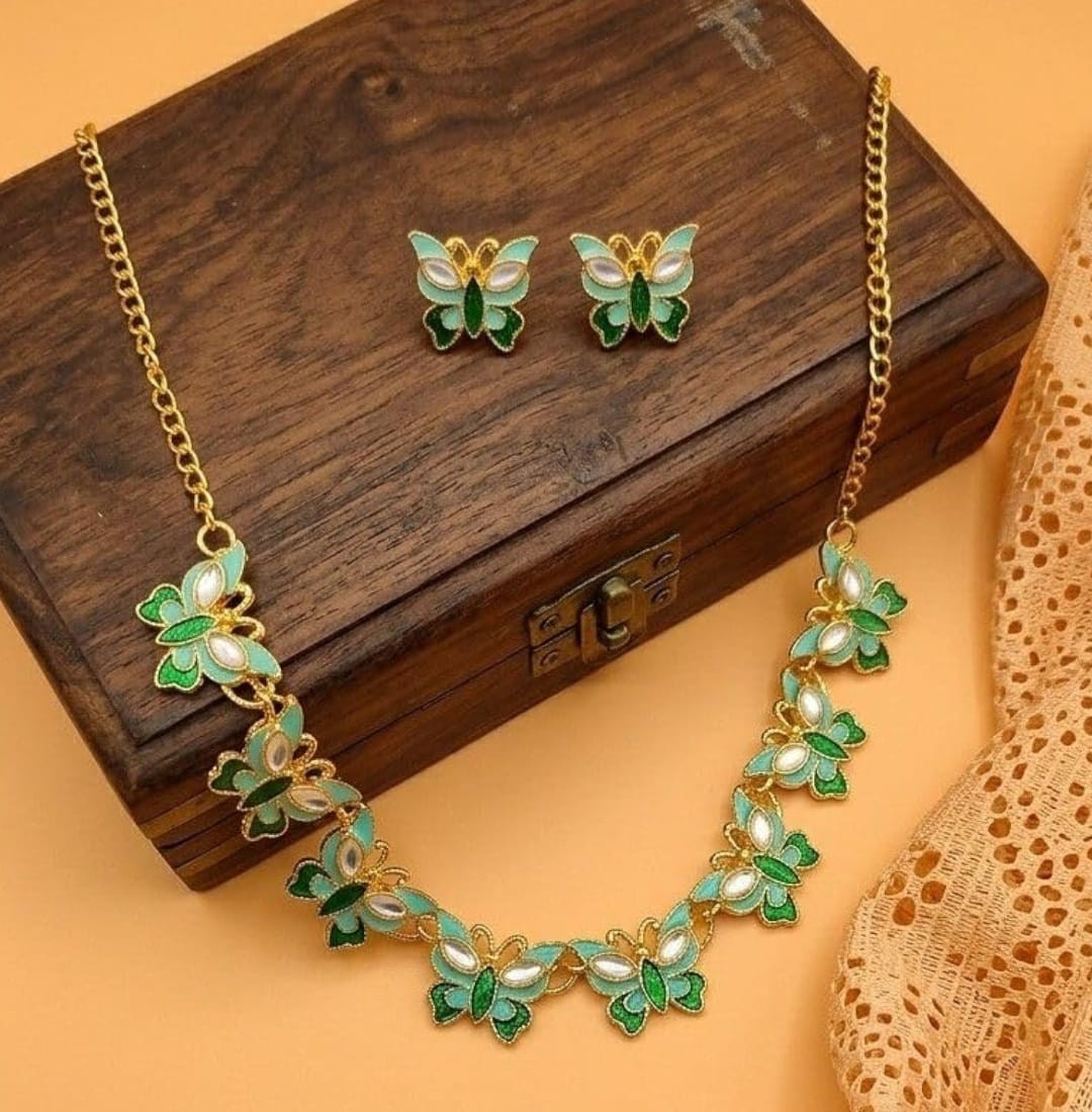 Indian bollywood butterfly shaped enamel pendant for women and girls