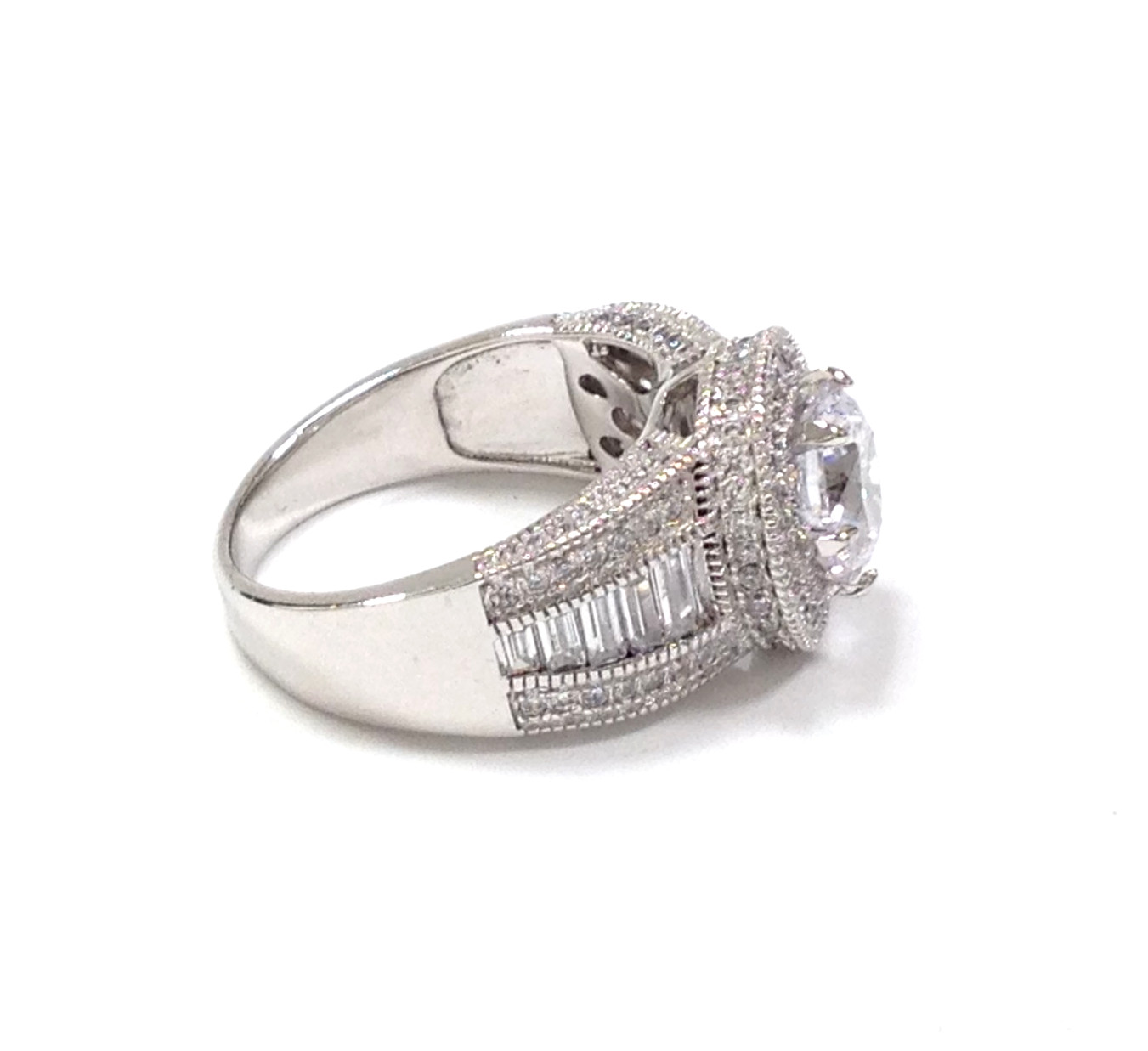 FZN Fuzion Creations 925 Sterling Silver Round Clear CZ Engagement Ring Sz 7.75