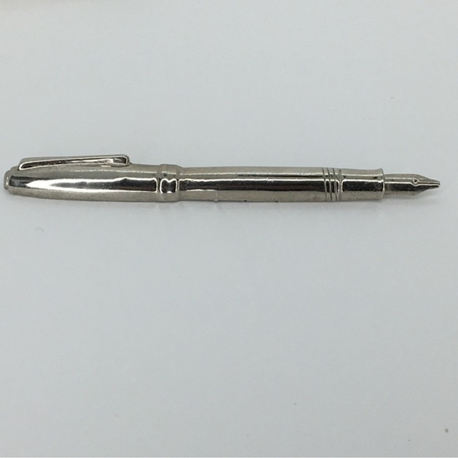 Vtg Large Sliver Tone Statement Fountain Writer Pen Brooch Pin Quirky 1980’s Art