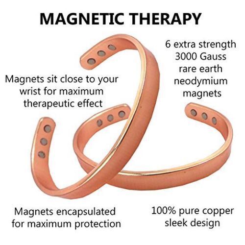 2× Pure Copper Magnetic Bracelet Arthritis Therapy Energy Bangle Pain Relief USA