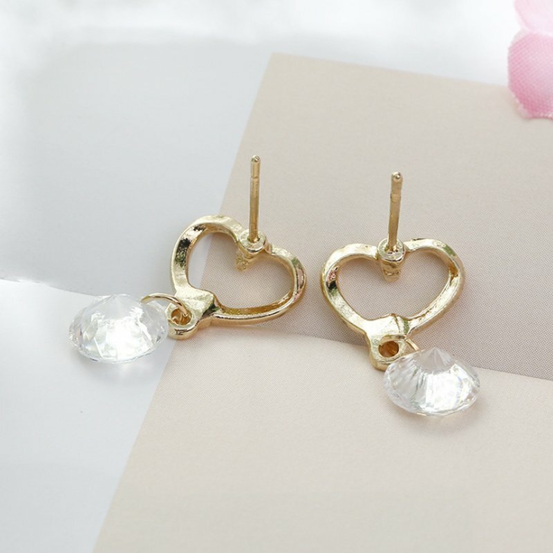New Fashion Love Heart Crystal Earrings Women Drop Dangle Ear Hoop Jewelry Gift