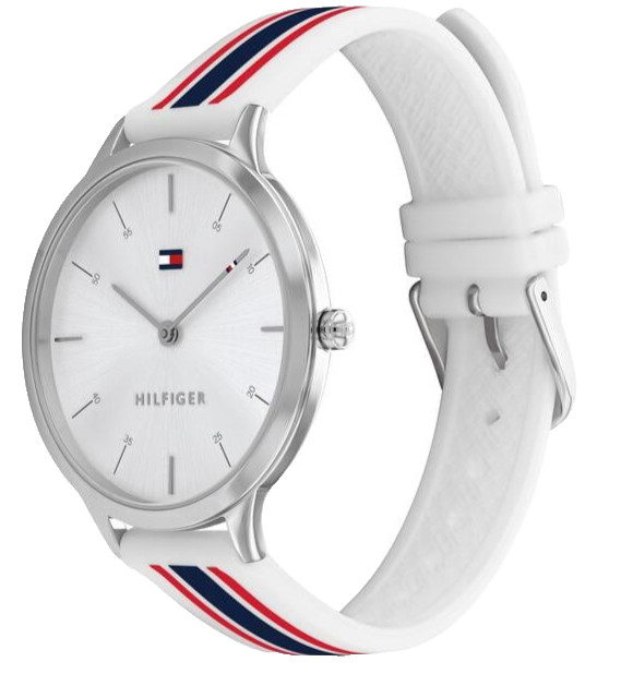 TOMMY HILFIGER 1782498 SILVER DIAL MULTICOLOR SILICONE STRAP 40MM WOMENS WATCH