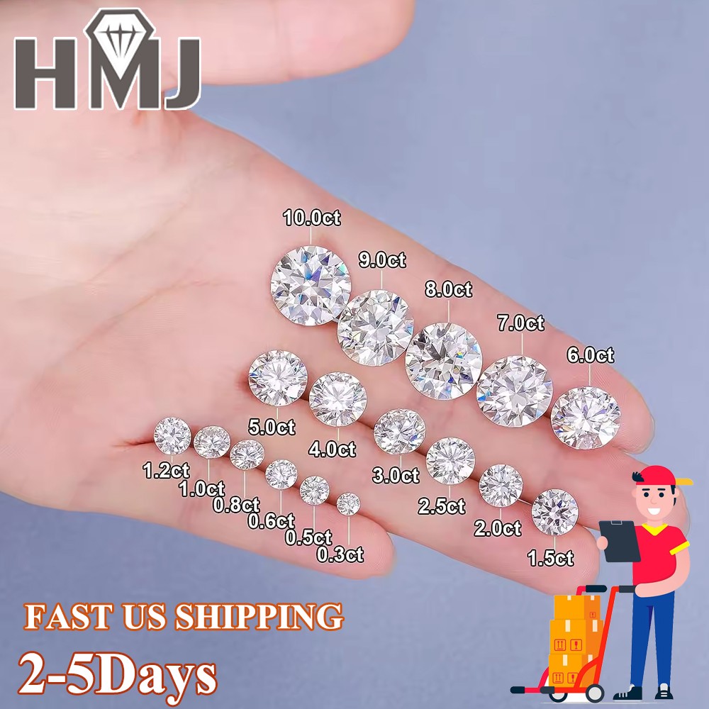 US Round Cut 1.5ct 7.5mm Sparkling Loose Moissanite Gemstone D VVS1 Pass Tester